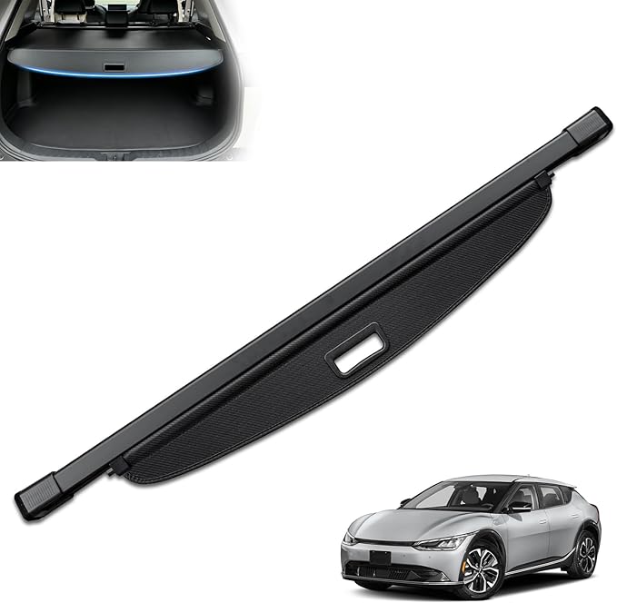 MIALUTY® Cargo Cover for 2022-2026 Kia EV6 Retractable Trunk Cover EV6 Accessories Anti-Peeping Anti-Theft Privacy Screen,Trunk Luggage Shield Shade Carbon Fiber Texture