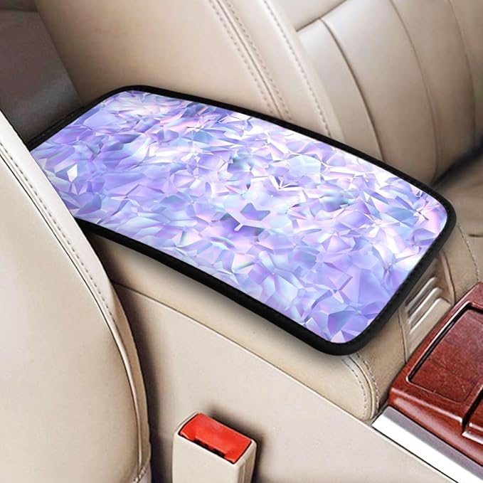 Car Armrest Cover Auto Center Console Pad Arm Rest Cushion Soft Car Accessories Universal for Most Vehicle (Crystal Texture Pattern Design)