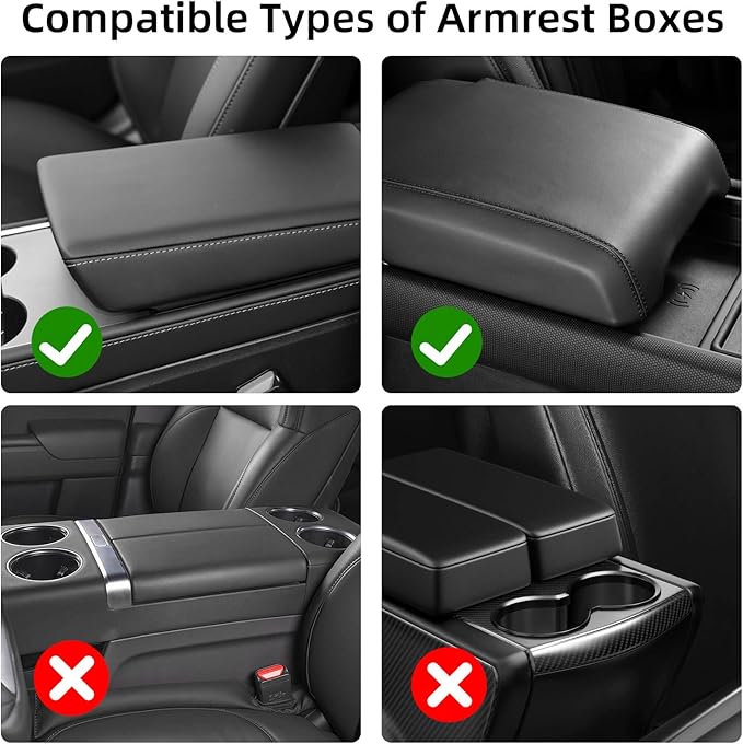 NBTEPEM Blue Center Console Cover, Sporty Leather Armrest Cover Cushion with 2 Storage Pockets, Universal Auto Middle Console Protector, Car Interior Accessories for Most SUV, Truck, Sedan Vehicles