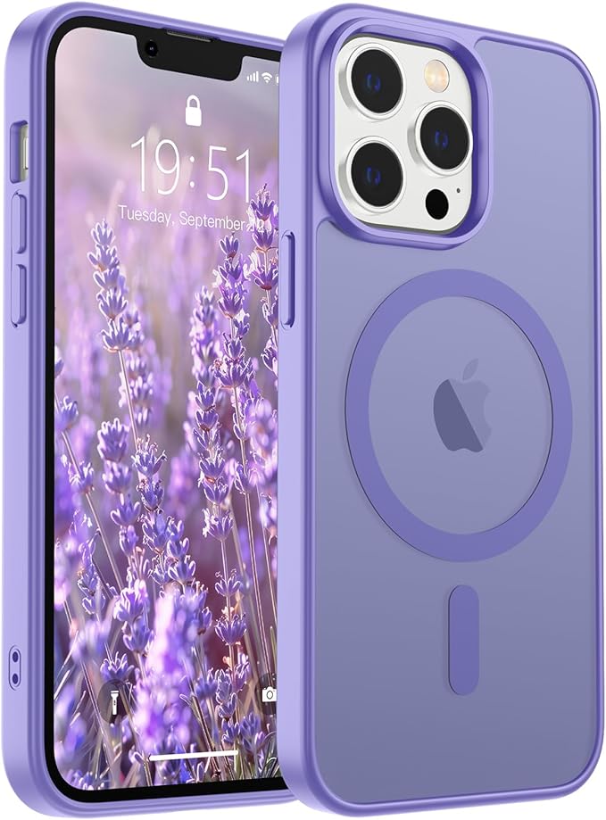 SUPFINE Magnetic for iPhone 12 Pro Max Case (Compatible with MagSafe) (Military Grade Drop Protection) Slim Translucent Matte Shockproof with Anti-Fingerprint Phone Case,Purple