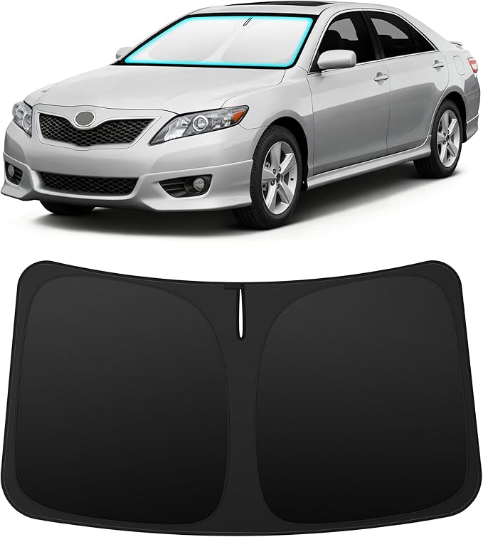 INSAUTO Custom Fit Windshield Sun Shade Accessories for Toyota Camry 2007-2011, Foldable Front Window Sunshade, UV & Heat Reflector, Keeps Interior Cool, Includes Storage Bag