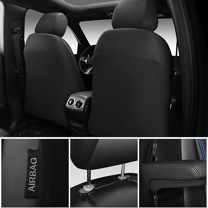 CAR PASS 3D Foam Faux Leather Car Seat Covers Front Seats,Waterproof Leather Front Seat Cover for Car,Universal Fit for SUV Truck Sedan Automotive,Armrest Airbag Compatible Anti-Slip, Black and Blue