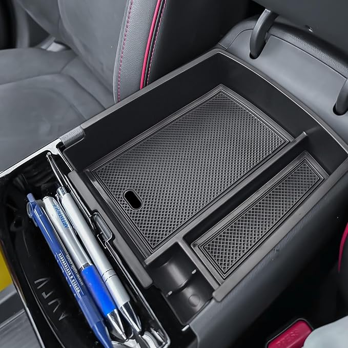 Center Console Organizer Compatible with 2025 2026 Hyundai Tucson Hybrid/Plug-in Hybrid/Limited Accessories (Steering Wheel Shifter ONLY), Armrest Storage Box Middle Console Insert Tray