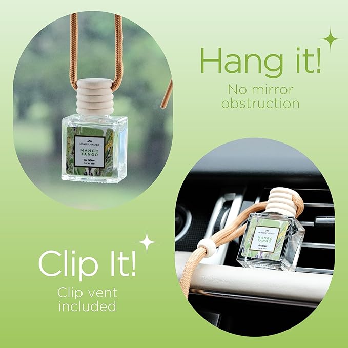 Honestly Margo Mango Tango Car Diffuser Air Freshener (0.34 Fl Oz, Pack of 1) – Stylish Scent Diffuser with Perfume – Must-Have Essentials for Women, Car Fresheners Long Lasting for a Fresh Drive