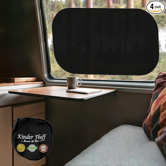 Car Window Shades - Certified 99.79% UVA & 99.95% UVB Sun Protection. Award Winning car Sun Shade for Side Windows. 4 Pack Semi Transparent 25" x 16" - Car Accessories Interior by Kinder Fluff