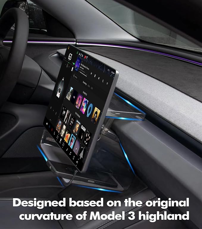 PM Auto Under Screen Storage for 2023-2025 Tesla Model 3 Highland, Center Console Organizer Tray, Model 3 Accessories