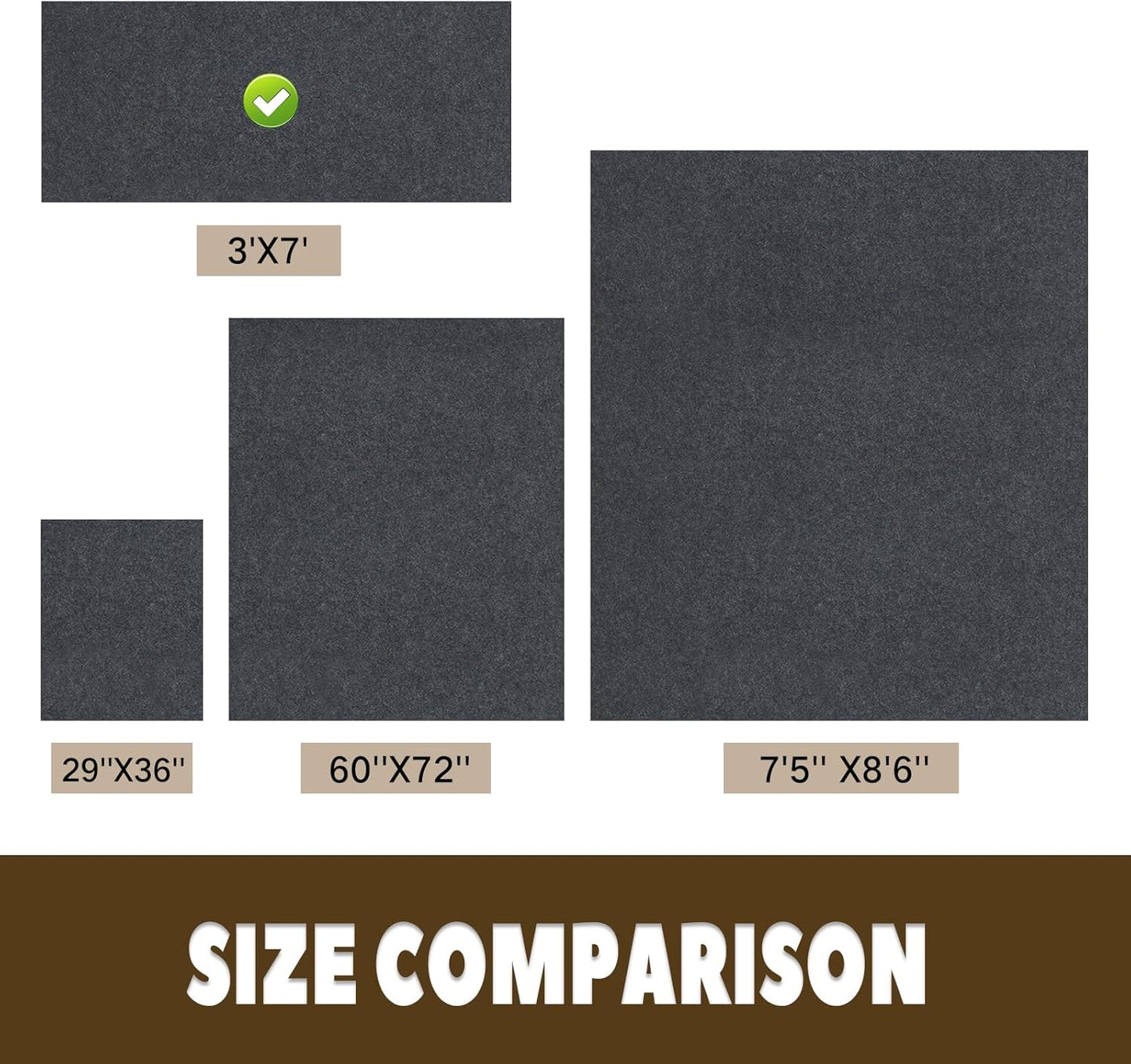 Oil Spill Mat, 3' x 7', Garage Floor Mat Under Car, Waterproof/Durable/Non-Slip TPR Backing, Reusable Absorbent Pad, Charcoal