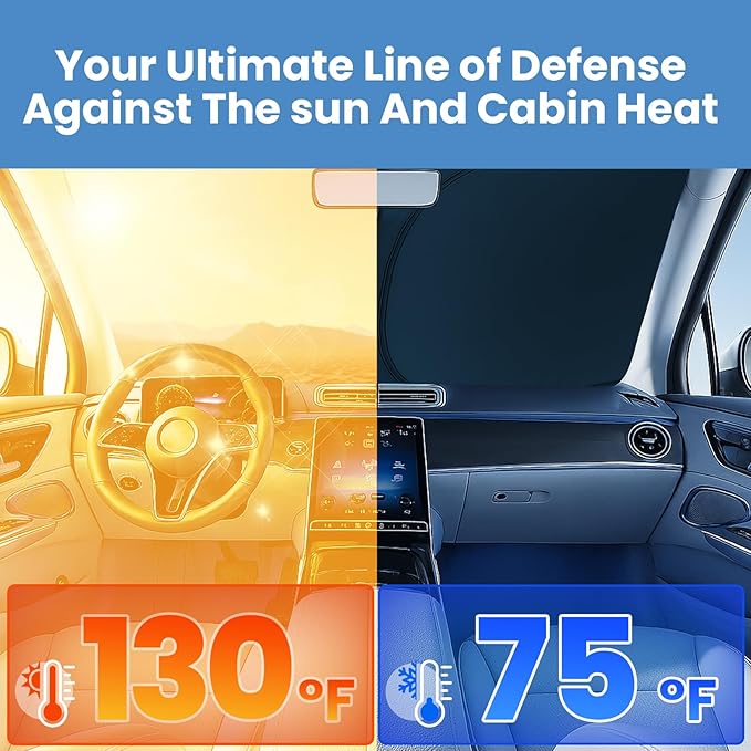 Windshield Sun Shade for Chevrolet Trax 2024 2025 2026 – Custom Fit Sun Shield with Mirror Cut‑Out, Blocks Heat & UV, Foldable with Storage Pouch - Chevrolet Trax Windshield Sunshade