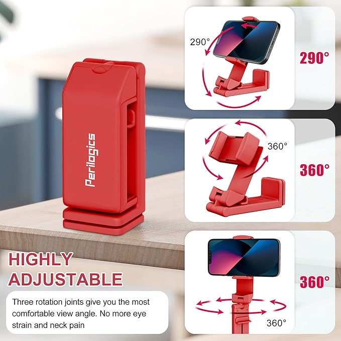 Perilogics Airplane Phone Holder Mount Universal in Flight Hands Free Viewing with Multi-Directional Dual 360 Degree Rotation (Coral)