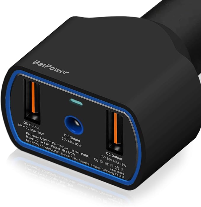BatPower 120W DC CAR Charger for HP Laptop Car Charger Vehicle Charger DC 12v-24v Auto Adapter