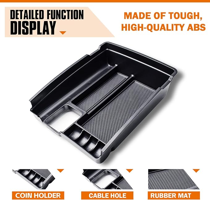 TACORBO Center Console Tray Compatible with Nissan Rogue 2014-2020 and Rogue Sport 2017-2022 Accessories, Armrest Secondary Storage Box, Interior ABS Insert Tray, Black