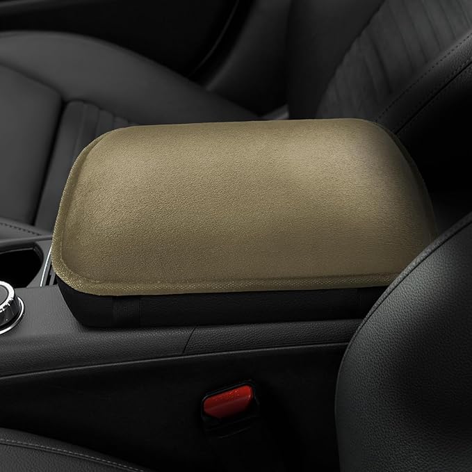 surpassme Car Center Console Pad Protector, Comfortable Car Armrest Seat Box Cover/Cushion Universal for Car/SUV Cushion Accessories(Kahki)
