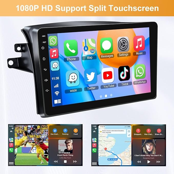 Android 13 Car Radio Stereo for Toyota Sienna 2004-2010, Wireless Carplay&Android Auto with 4G+64G Support Bluetooth/Voice Control/GPS/WiFi/Back-up Camera/SWC/FM, 9 Inch IPS Touch Screen for Sienna