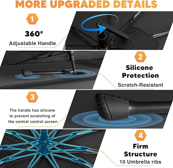 KUST Custom Fit Windshield Sun Shade Umbrella for Chevrolet Chevy Suburban/GMC Yukon XL 2021-2026 | Foldable Sunshade with Bendable Handle | Blocks Heat & UV Scratch Resistant Keep Cool Sunshield