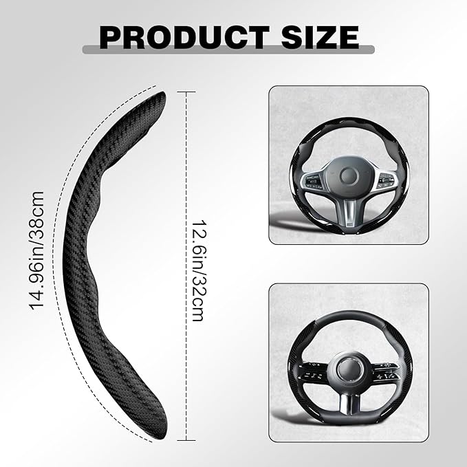 3 PCS Carbon Fiber Steering Wheel Cover, Anti-Slip Wrap Snap on Car Steering Wheel Protector, Segmented & Butterfly Design, Universal for Most Cars, SUVs, Trucks (Black)