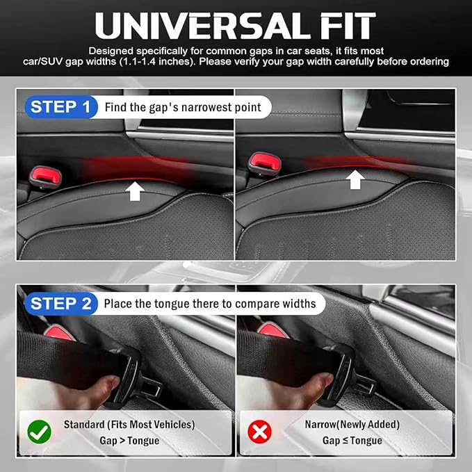 4PCS Car Seat Gap Filler Organizer, Universal Car Seat Gap Blocker with Storage Slot, Leak-Proof Seat Gap Plug for Car SUV Truck, Automotive Interior Accessories, Black