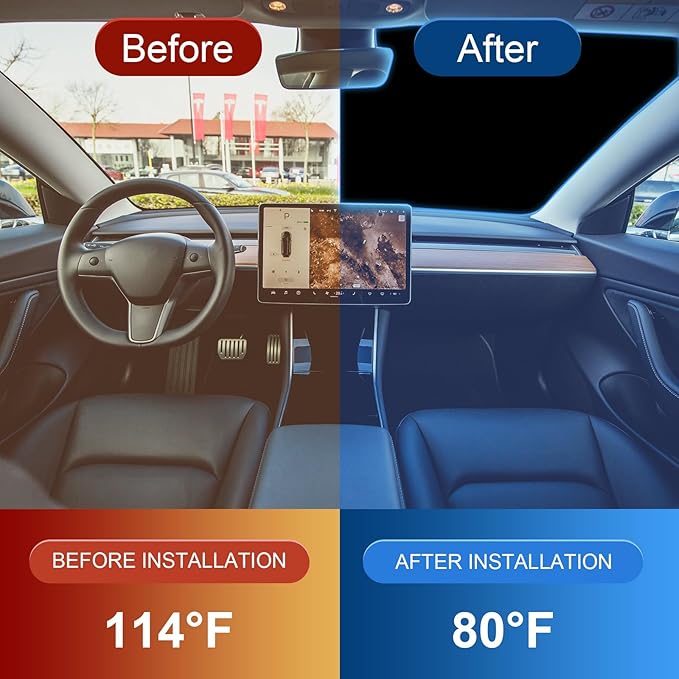 Car Windshield Sunshade for Tesla Model Y/3 - Folding Front Window Sun Shade Cover with Upgraded UV Protection Fabric, Professional Accessories for Tesla Model 3/Y 2016 to 2026 with a Storage Bag