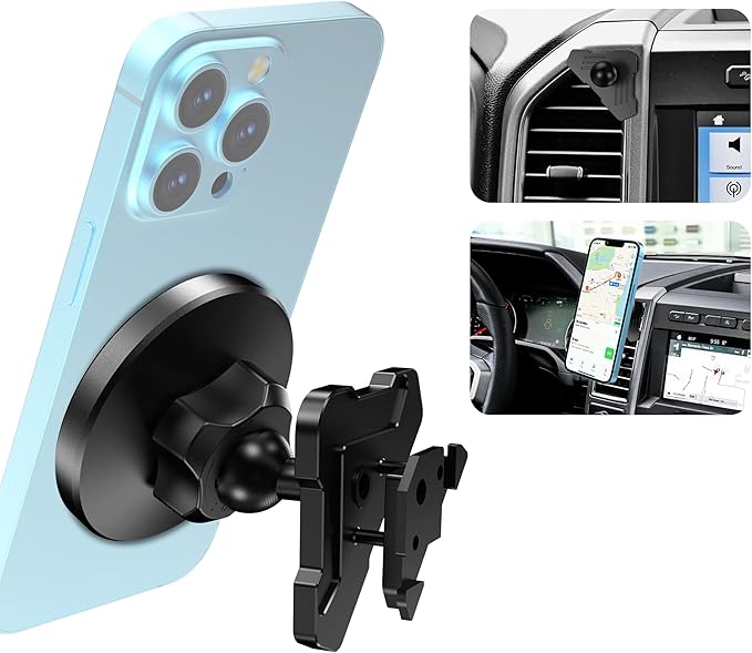 Surfcabin CNC Vent Phone Holder, Magnetic Car Air Vent Phone Holder Cradles Mount Compatible with F150 2015-2020 & Super Duty F250 F350 F450 2017-2021 Universal Bracket Stand for iPhone & Android