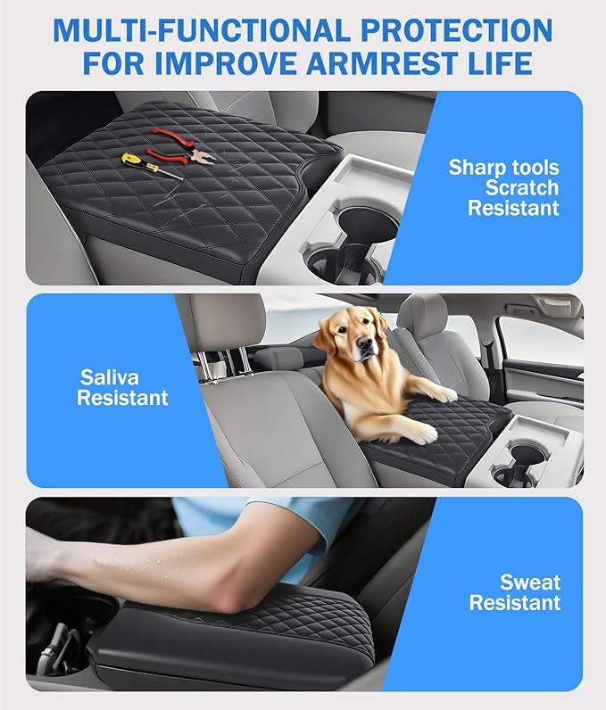 Center Console Cover for 2015-2025 F150, 2017-2025 F250 F350 F450 Accessories with 40/20/40 Jump Seat, Leather Middle Armrest Console Cover Elbow Arm Rest Cushion (Jump Seat Only)