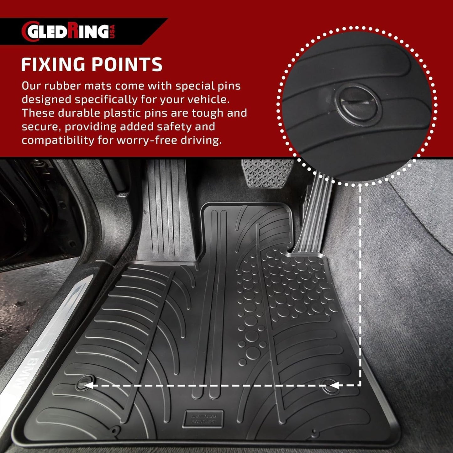 Gledring USA Custom Fit Floor Mats Intended for Toyota Tundra CrewMax 2012-2021 - No Trimming Needed. All Weather Rubber mats for Year Round Protection from mud and Snow.