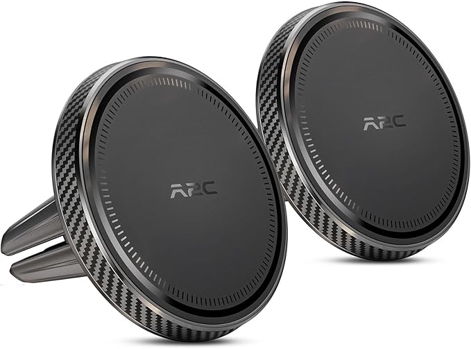 A2C 2 Pack Slim Magnetic Phone Holder for Car, Rental Car Essentials for Travel, No Assembly, Compact, One-Hand Operation, Easy Removal, Reusable, Upgraded Air Vent Phone Mount Compatible with MagSafe