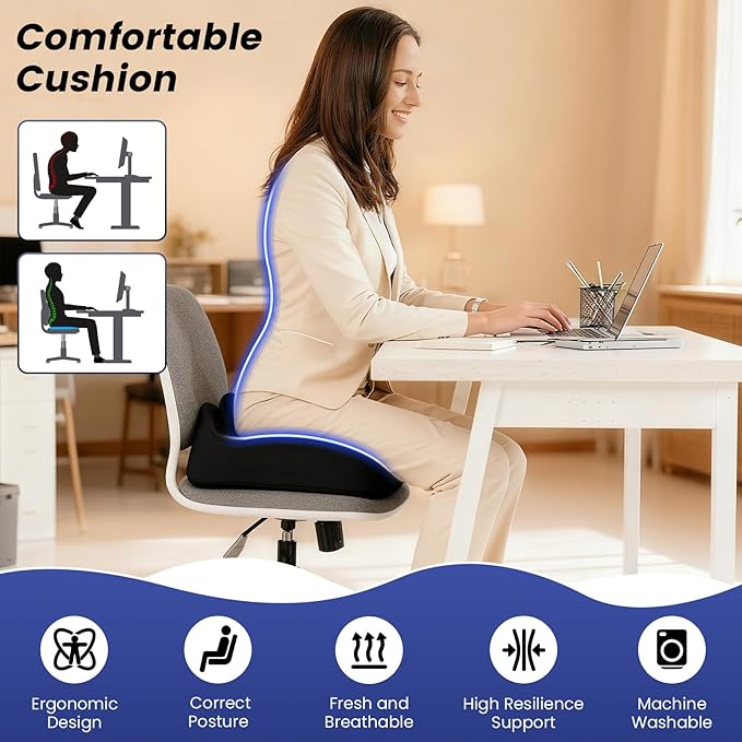 Donut Pillow Seat Cushion for Tailbone Pain Relief and Hemorrhoid – Memory Foam Ergonomic Office Chair Cushion for Home, Office, Car, Gaming, Pregnancy,– Comfortable, Breathable, and Washable