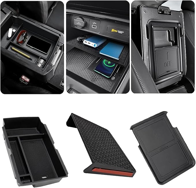 3PCS Center Console Organizer for 2023 2024 2025 2026 Honda CR-V & CR-V Hybrid Accessories, Custom Fit Armrest Tray, Console Tray and Hidden Storage Box, ABS Material