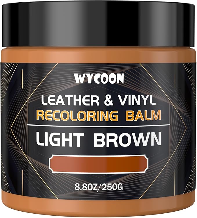 Leather Recoloring Balm & Color Restorer | Light Brown Leather Dye, Paint & Repair Kit for Furniture, Couches, Car Seats, Shoes|Restore Faded & Scratched Surfaces
