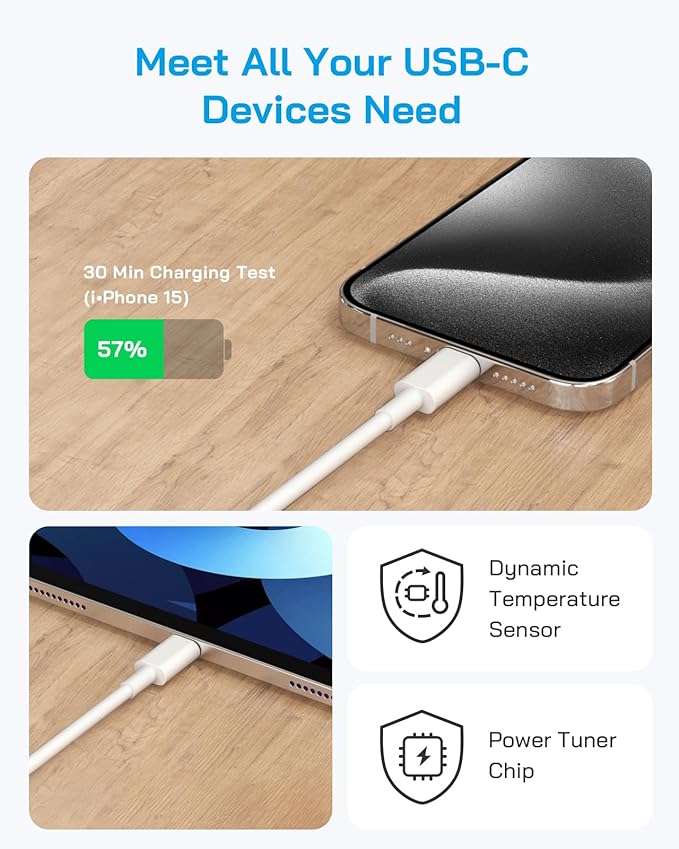 3 Pack AISNI Fast Charger Block Compatible with iPhone 17 16 15 Charger Fast Charging USB C Charger Long Type C Chargers Cord 6 FT for iP17 Air/17 Pro Max/16/15 Pro Max Series and Type C Device-White