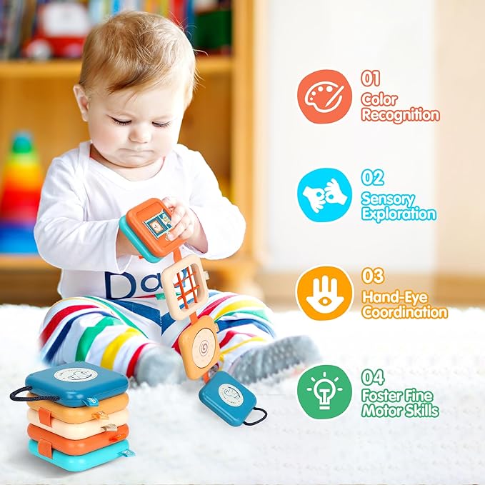Busy Board for 1 Year Old, Travel Toys for Toddler 1-3 on Plane Car, Montessori Busy Board Busy Cube, Toys for 1 Year Old Boy Girl, Easter Basket Stuffers for Toddler