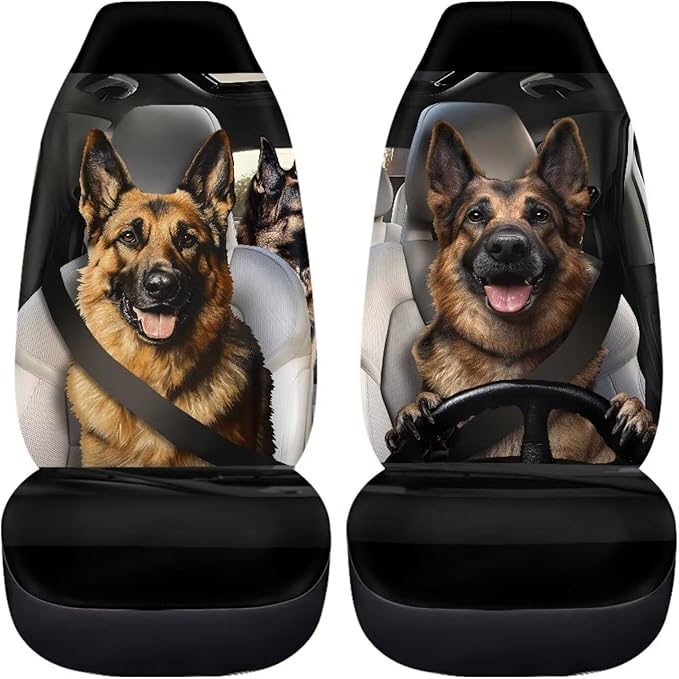 German Shepherd Family Car Seat Cover Front Seats Only,Soft Saddle Blanket Cushion Cover Premium Polyester Seat Covers for Cars Trucks and SUVs