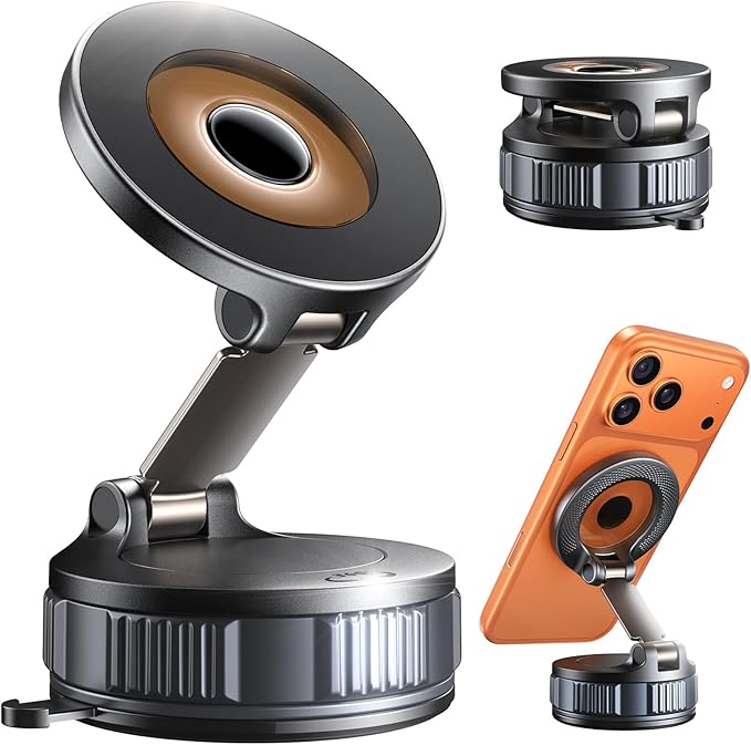 Car Phone Holder, 360°Adjustable Magnetic Phone Holder for Car, Foldable Suction Cup Phone Mount, Phone Holders for Your Car for iPhone 17/16/15/14/13/12 Series