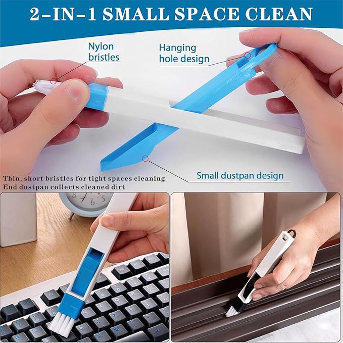 Window Groove Cleaning Brush, Window or Sliding Door Track Cleaner for Sliding Door, Sill, Tile Lines, Shutter, Car Vents, Keyboard (14 Pcs Cleaning Tool)