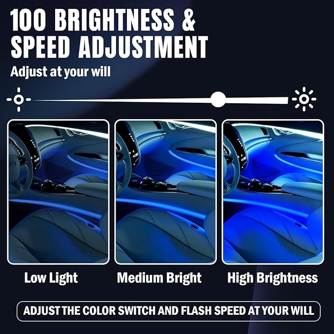 Car Led Lights Interior, Smart APP Control RGB Ambient Lighting Car, 64 Color 28 Modes Voice Activated LED Fiber Optic Strip, 12V USB Powered Car Led Strip Lights