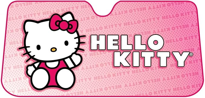 Plasticolor 003681R01 Hello Kitty Sanrio Accordion Style Car Truck SUV Front Windshield Sunshade, 27" X 58"