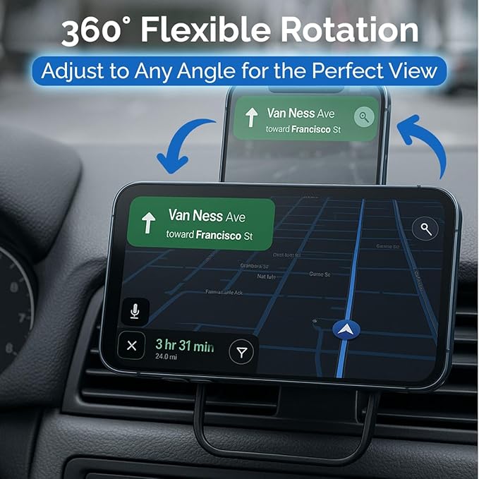MagSafe Car Mount, Magnetic Car Phone Holder for Vent & Dashboard, 360° Rotating Magnetic Phone Mount for Car Compatible with iPhone 16/15/14/13/12 Pro Max & Android, Military Grade