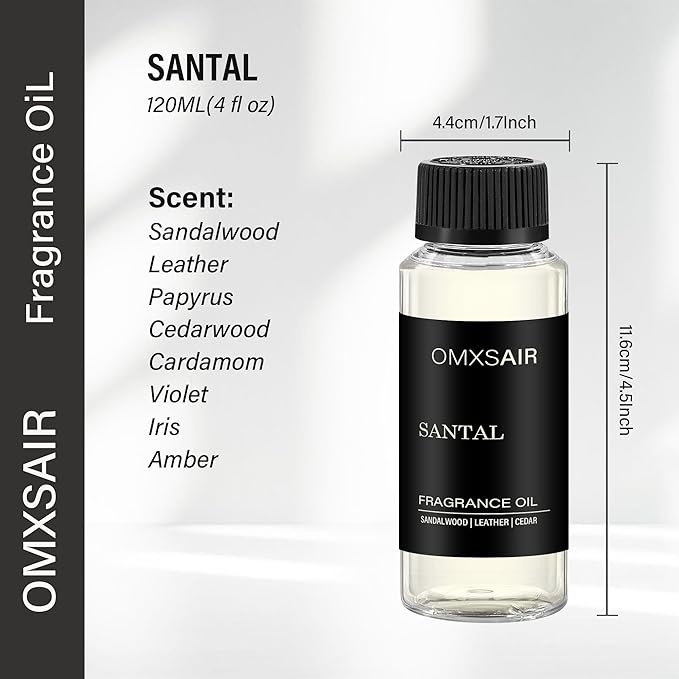 Hotel Scnet Diffuser Oil Santal 4.1 Fl (120ml) - Air Freshener Hotel&Car,Home- Luxury Essential Oils for Diffuser Refill - Longer Lasting, Stronger Scent-Suitable for waterless diffusers