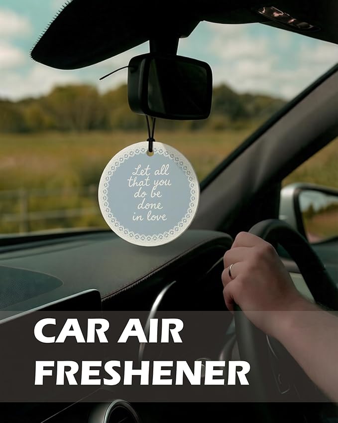 Blue Christian Round Citrus Car Air Freshener 4 Pcs, Blue Coquette Bow Tulip Floral Hanging Air Freshener for Cars Bathroom Dorm Books Decor, Girly Christian Accessories Gifts for Women Girls