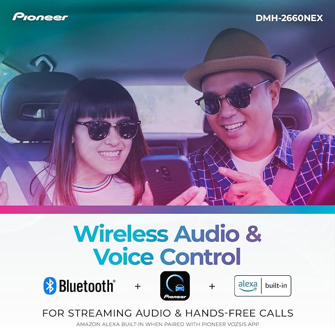 Pioneer DMH-2660NEX 6.8" Capacitive Touchscreen, Double Din – Wired Apple CarPlay & Android Auto, Amazon Alexa, Bluetooth, Backup Camera, FLAC, HD Radio, Hi-Volt RCA