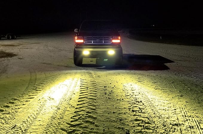 iJDMTOY 7-Inch Universal Fit 3000K Yellow Lens High Power LED Daytime Running Light Bar (DRL) With Brackets, Wirings