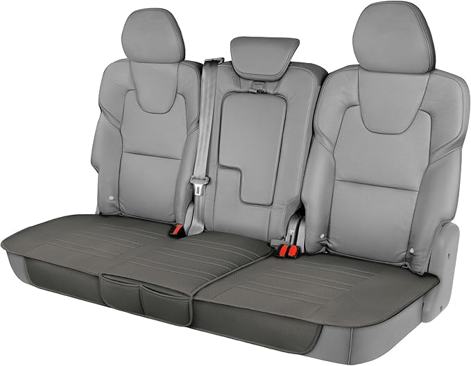 Motor Trend Rear Seat Protector for Cars, SUVs & Trucks – Nappa Leather Bench Cover Protector - Car Seat Cover for Kids, Pets & Baby - Durable Back Seat Protector, Gray Universal Fit Bottom Coverage
