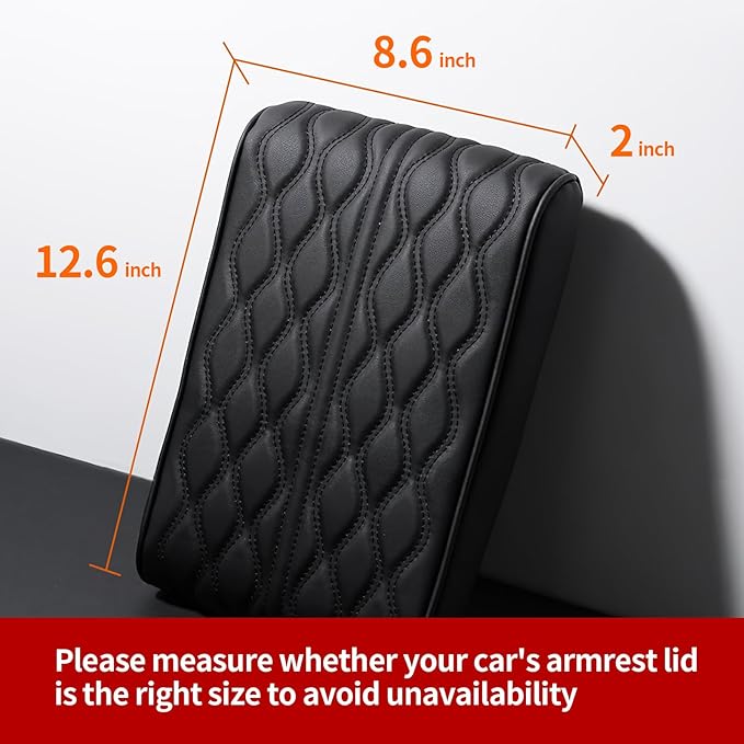 Car Center Console Heighten Cover, Leather Memory Foam Car Armrest Booster Pads, Leather Car Armrest Cover Protector, Suitable for Most Vehicles, SUVs, Trucks, Cars (Black)