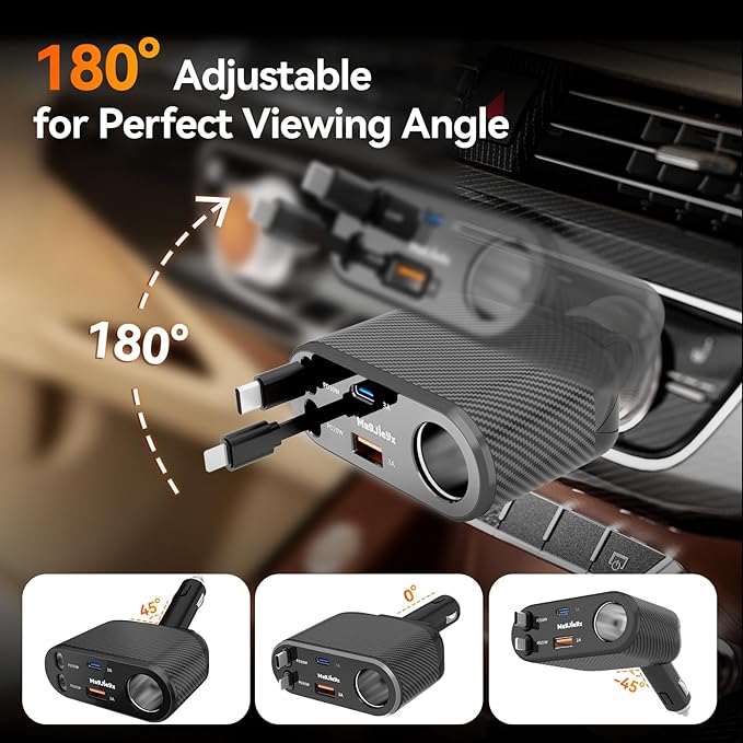 Car Cigarette Lighter Splitter Charger, Fast Car Phone Charger with 1-Socket(100W) Charging Adapter and USB C Coiled Cable for iPhone 17 16 15, Galaxy S25 Ultra/iPad/GPS/Dash Cam/Laptop