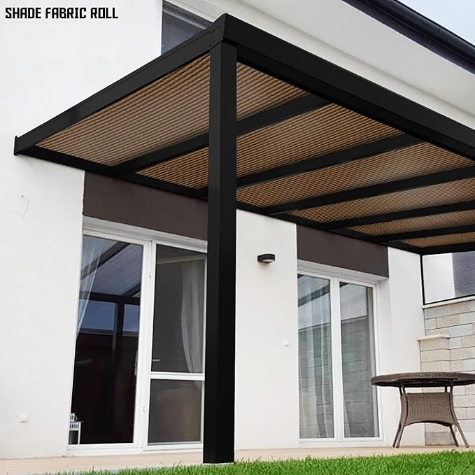 TANG Sun Shade Fabric Roll 8'x27' Shade Cloth for Garden Brown HDPE Mesh Shading Pergola Cover Replacement Canopy, 95% Blockage Sunshades for Outdoor Patio Backyard Plant
