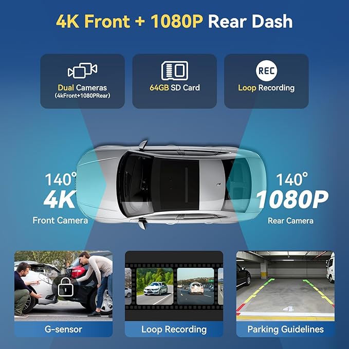 Carplay Screen for Car, Largest 11.5" Wireless Carplay & Android Auto Screen with 4K Dashcam / 1080P Rear Camera, Compatible with A-pple Carplay, Bluetooth, FM, TF Card, Voice Control, Navigation