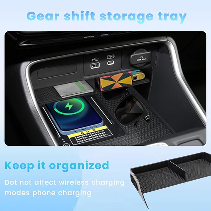 4PCS Center Console Organizer Compatible with 2023 2024 2025 2026 Honda CRV Secondary Box Insert Divider Armrest Storage Tray Hidden Storage Tray Cup Holder Interior Accessories