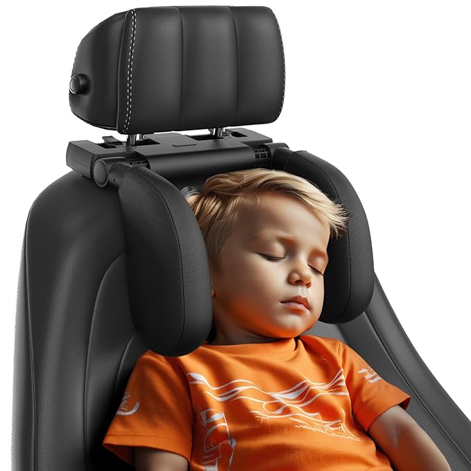 Car Headrest Pillow,Thickened Memory Foam Road Pal Headrest,Neck Support Pillow,180° Adjustable Car Headrest,Travel Car Sleeping,Suitable for Kids and Adults