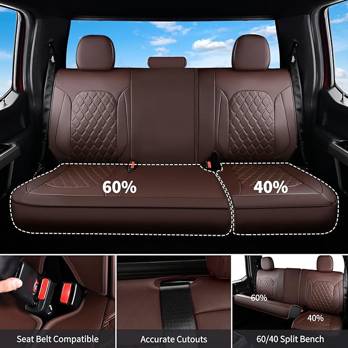 Huidasource Tacoma Custom Seat Covers Fit for Toyota Tacoma 2016-2023 Double & Crew Cab SR SR5 Limited TRD Sport/Pro/Off Road, 360° Full-wrap Waterproof Car Seat Cushion Cover (Full Set/Coffee)