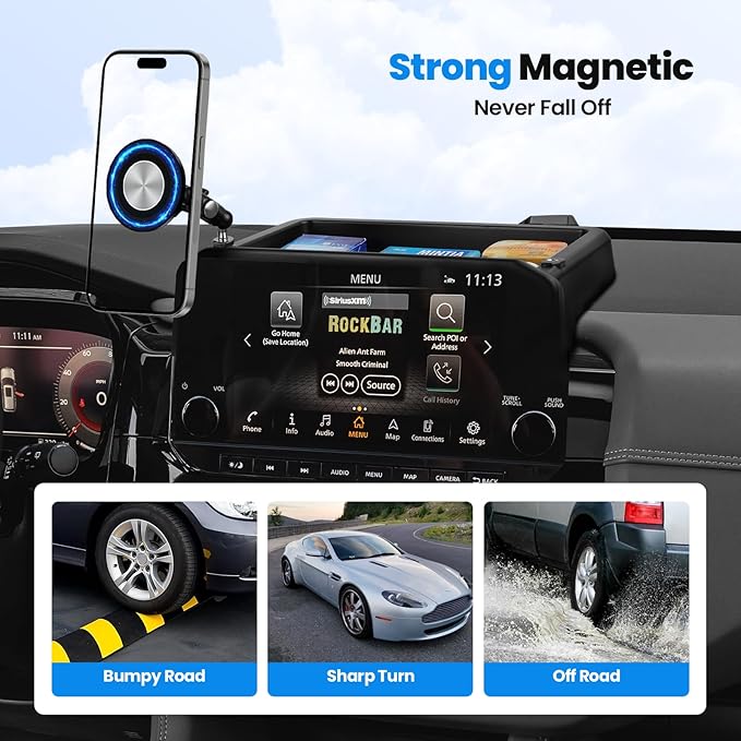 Karltys Upgraded 360° Rotation Magnetic Phone Holder Organizer for Nissan Pathfinder 2022 2023 2024 2025(Not for 2026) Accessories, Screen Organizer & Magnetic Phone Mount for 9-Inch Screen