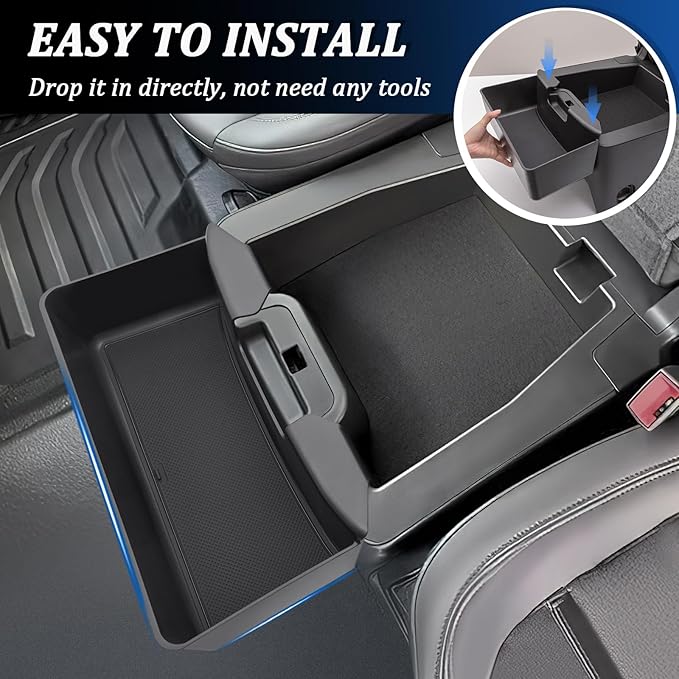 TOPINSTALL Large-Capacity Jump Seat Hanging Tray Compatible with 2019-2026 Chevy Silverado/GMC Sierra 1500, 2020-2026 Silverado/Sierra 2500HD 3500HD, Console Organizer (Split-Bench Folding Seat Only)
